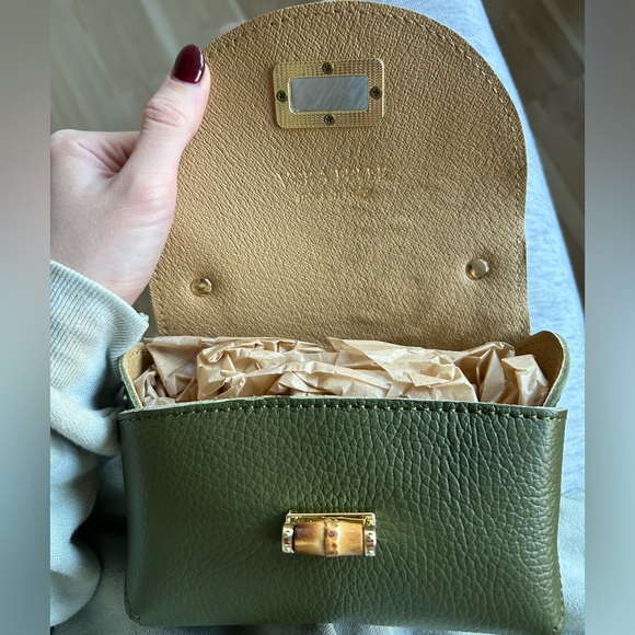 VERA PELLE | OLIVE GREEN HANDBAG | MADE IN ITALY | REAL ITALIAN LEATHER | NWT - Picture 4 of 5